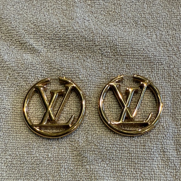 Louis Vuitton Gold Logo Earrings - Picture 1 of 1
